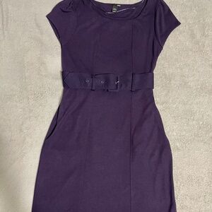 H&M Purple Dress with Belt Size 14